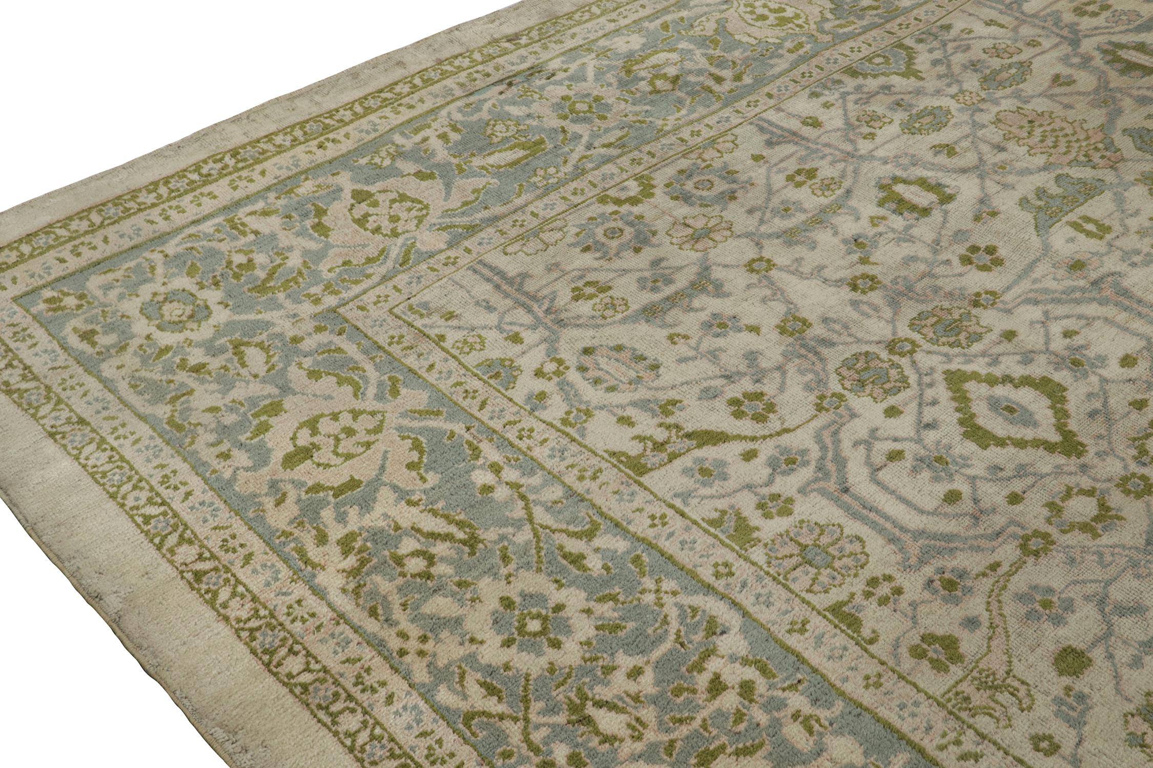Late 19th Century Antique Persian Sultanabad Rug in Gray with Green Floral Pattern by Rug & Kilim For Sale