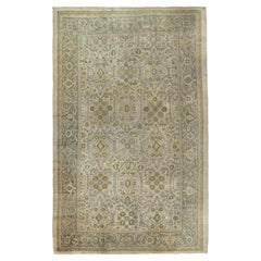 Antique Persian Sultanabad Rug in Gray with Green Floral Pattern by Rug & Kilim