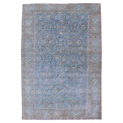 Antique Persian Sultanabad Rug in Light Blue and Green With All-Over Design 