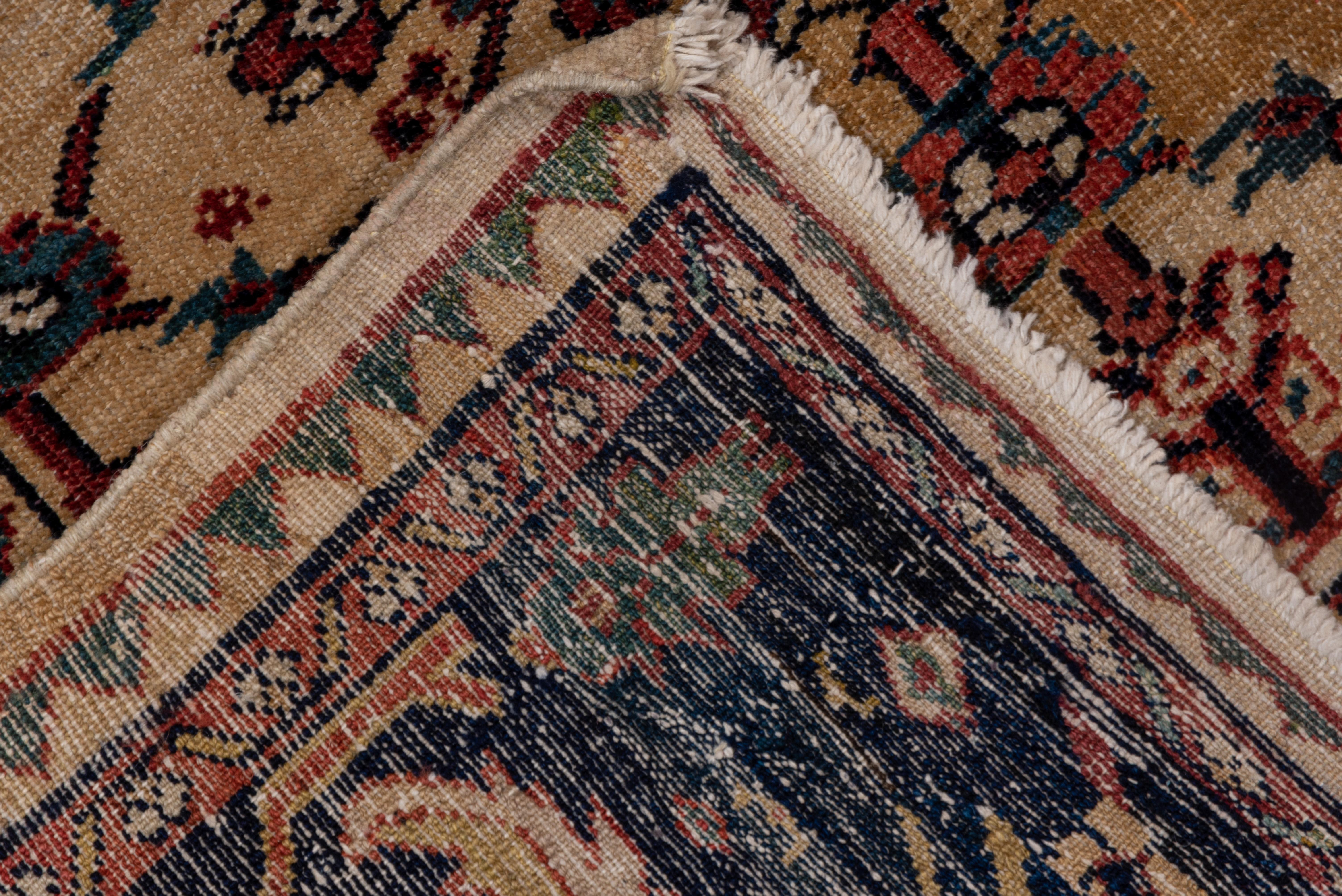 Hand-Knotted Antique Persian Sultanabad Rug, Ivory Field, Dark Navy Borders, circa 1900s For Sale