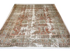 Antique Persian Sultanabad Rug Coral Light Blue Ivory Gray from Silk Road Rug