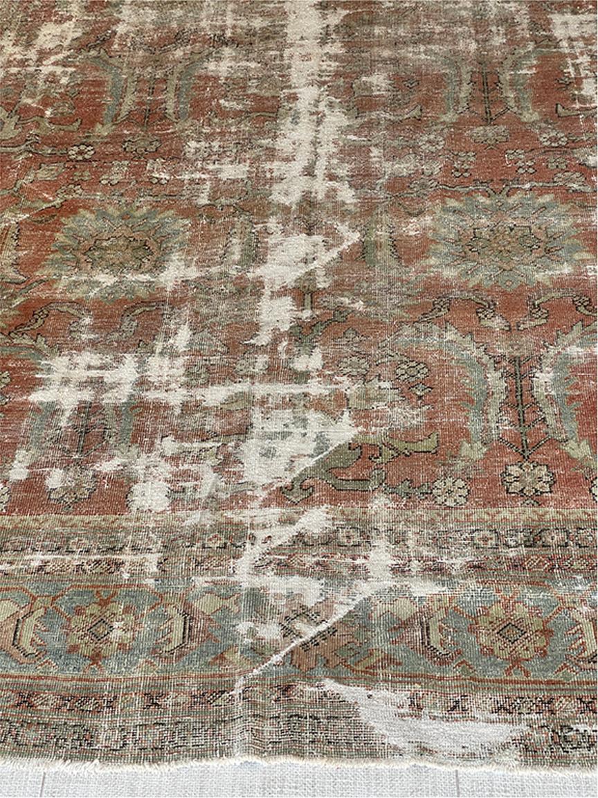 Alfombra Persa Antigua Sultanabad Solo Azul Claro Ivoey Gris Anudado a mano en venta