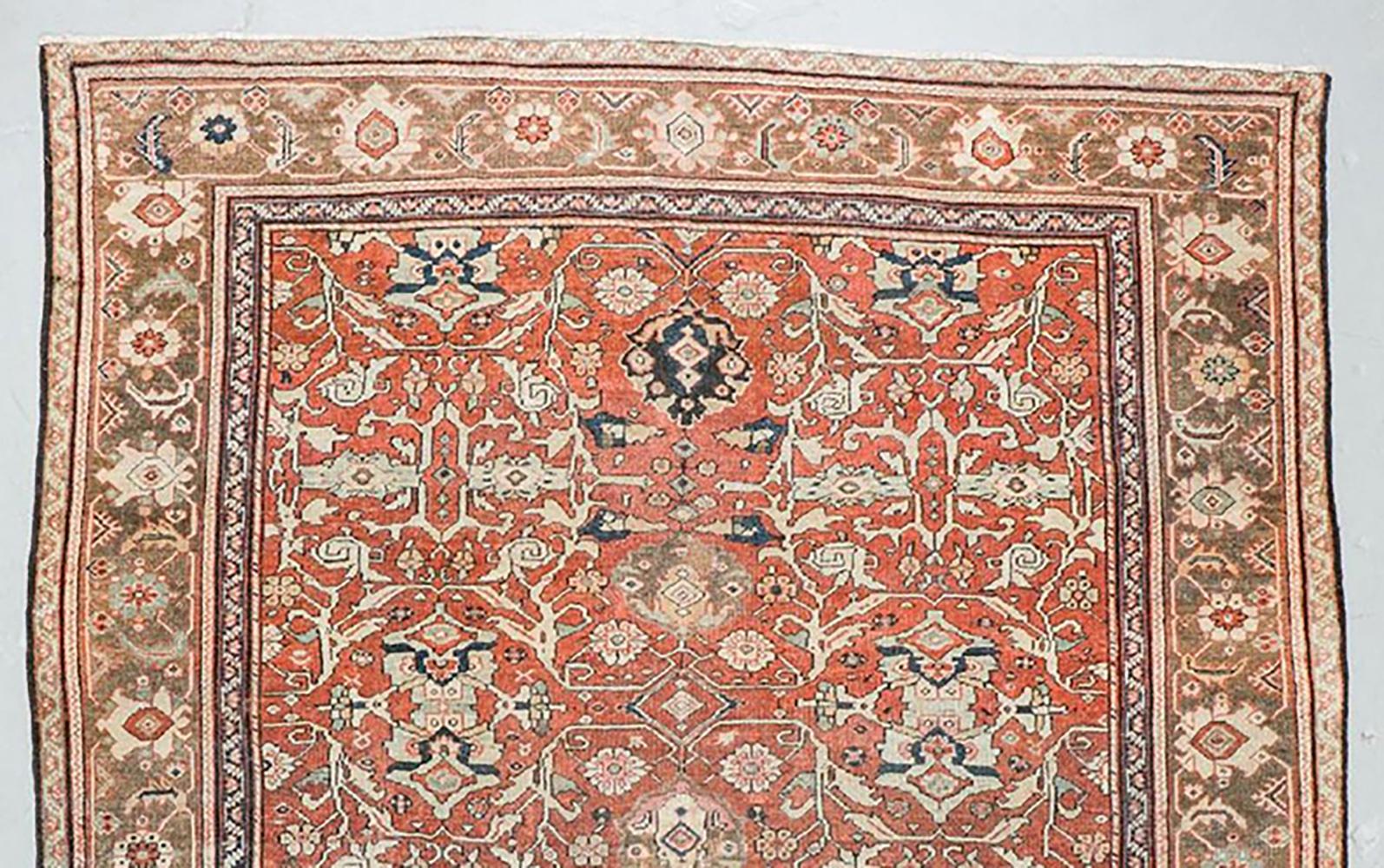 Antiker persischer Sultanabad-Teppich Overall TerraCotta Brown (Wolle) im Angebot
