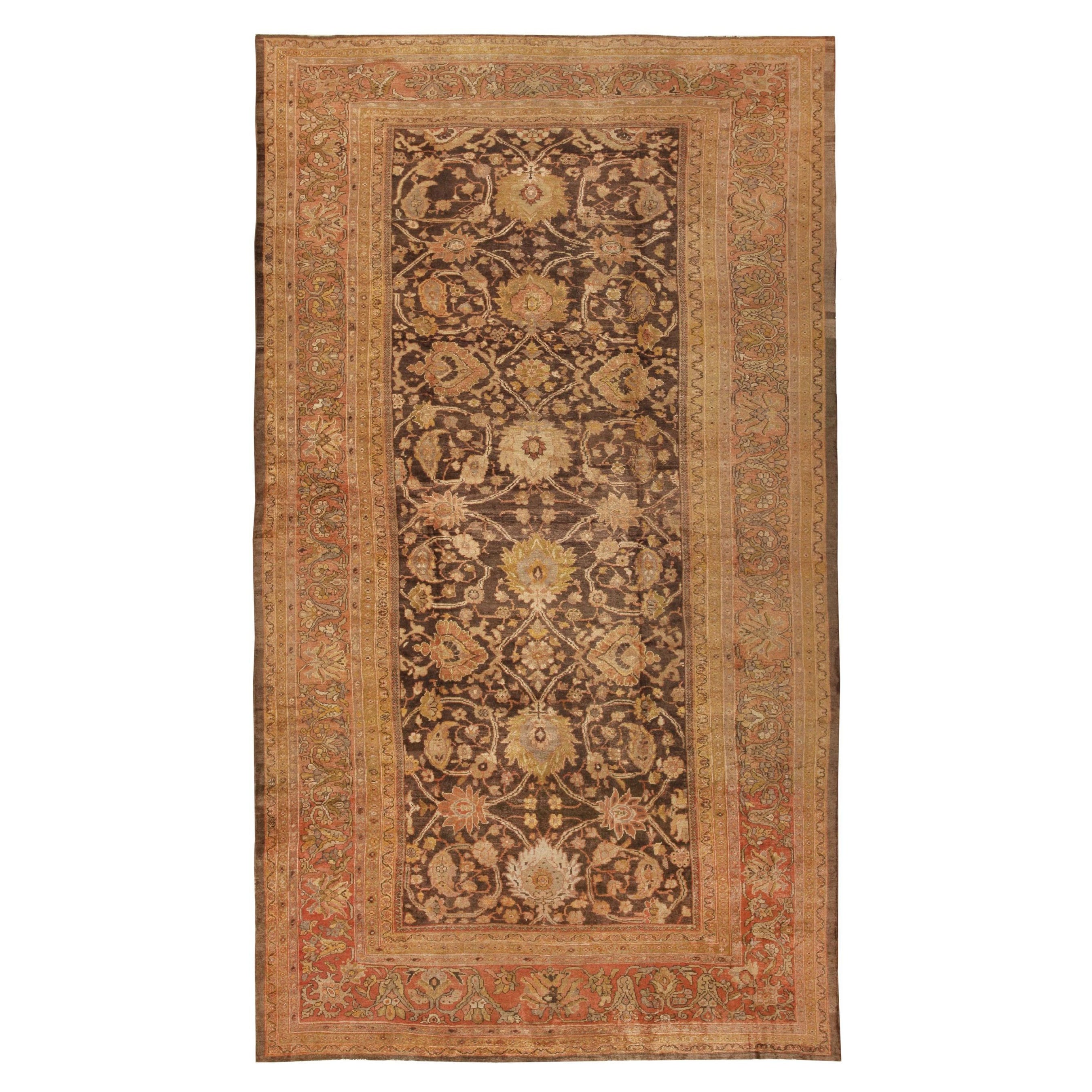 Antiker persischer Sultanabad-Teppich aus Persien. Größe: 12 Fuß x 21 Fuß 8 Zoll