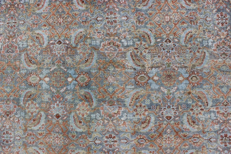 Antique Persian Sultanabad Rug with AllOver Design in Light Blue and