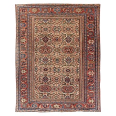 Antiker persischer Sultanabad Teppich mit All Over Sub Geometric Design auf Elfenbeinfeld