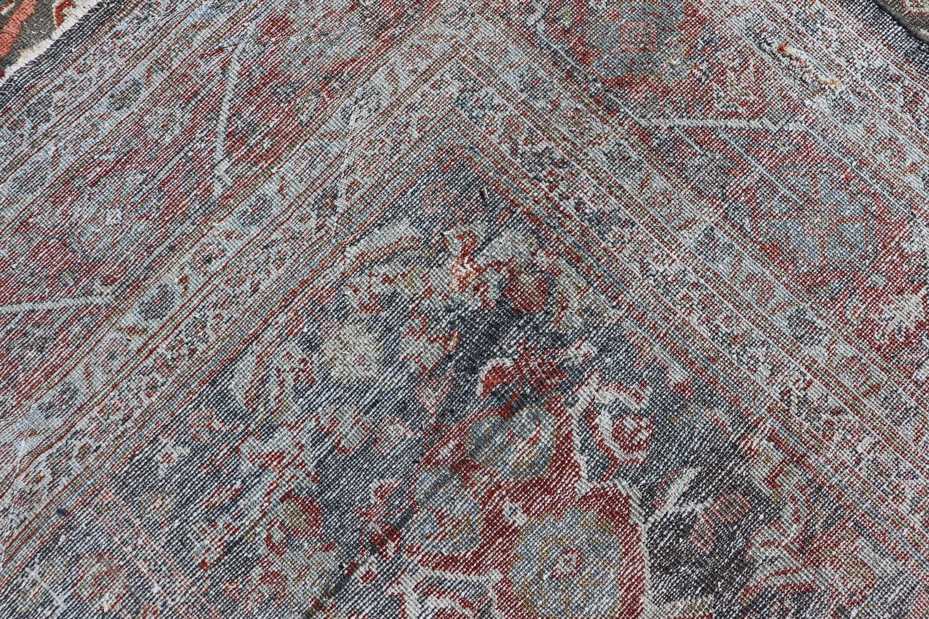 20ième siècle Ancien tapis persan Sultanabad Rugs avec motifs floraux Allover Bleu sourd 10'2 x 16'3 en vente