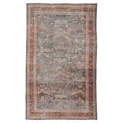 Ancien tapis persan Sultanabad Rugs avec motifs floraux Allover Bleu sourd 10'2 x 16'3