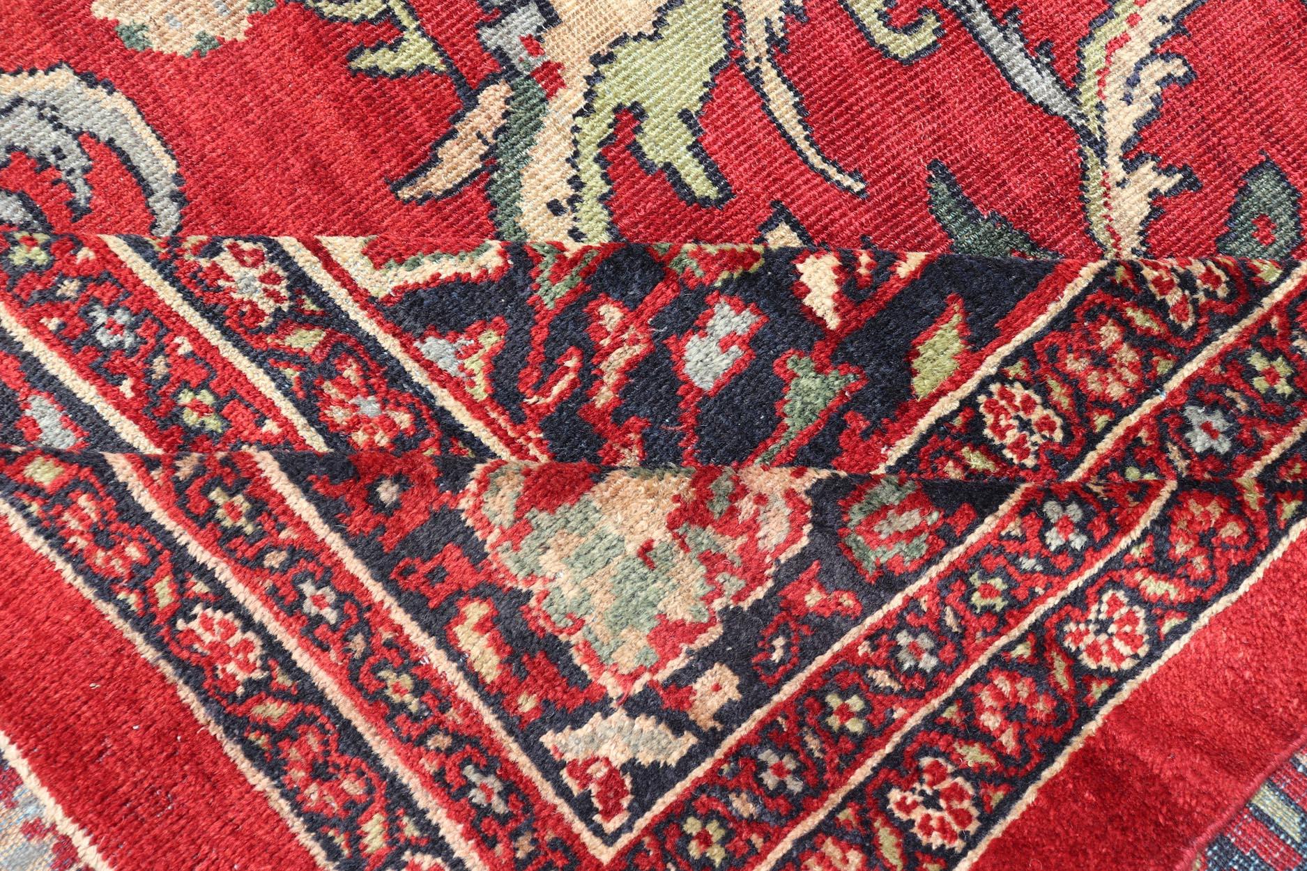 Antique Persian Zeigler Sultanabad Rug with Botanical Elements Set on Red Field For Sale 10
