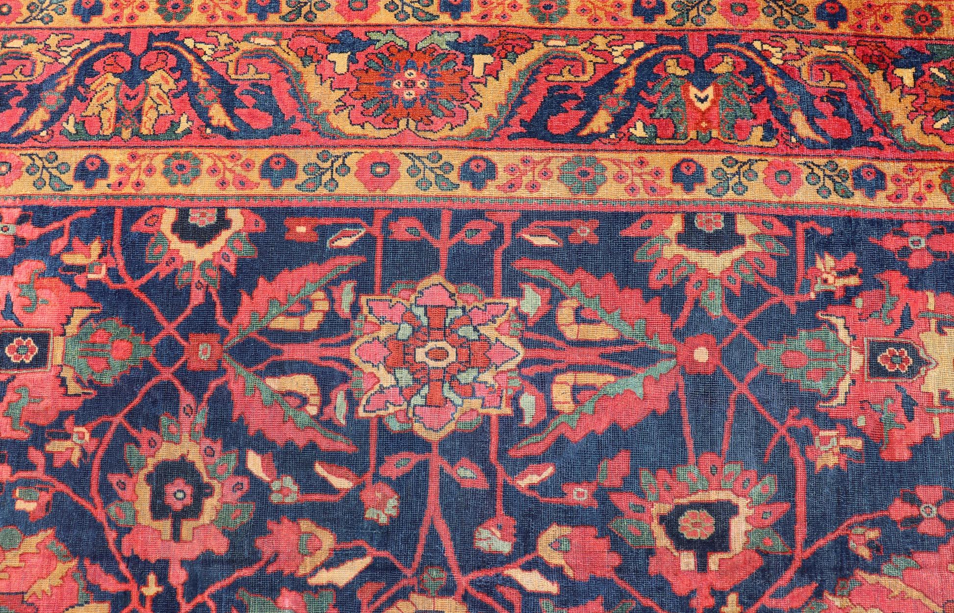Antique Persian Sultanabad Rug With Large Scale Design in Blue, Red, and Gold. Keivan Woven Arts / rug / E-0908, country of origin / type: Iran / Sultanabad, circa 1890. 

Measures: 11'3 x 13'

This Persian Antique Sultanabad draws heavily from