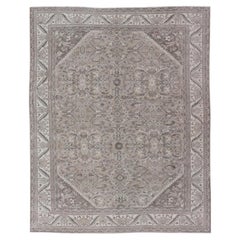 Antique Persian Sultanabad Rug with Medallion Design in Soft Gray 10'1 x 13'5