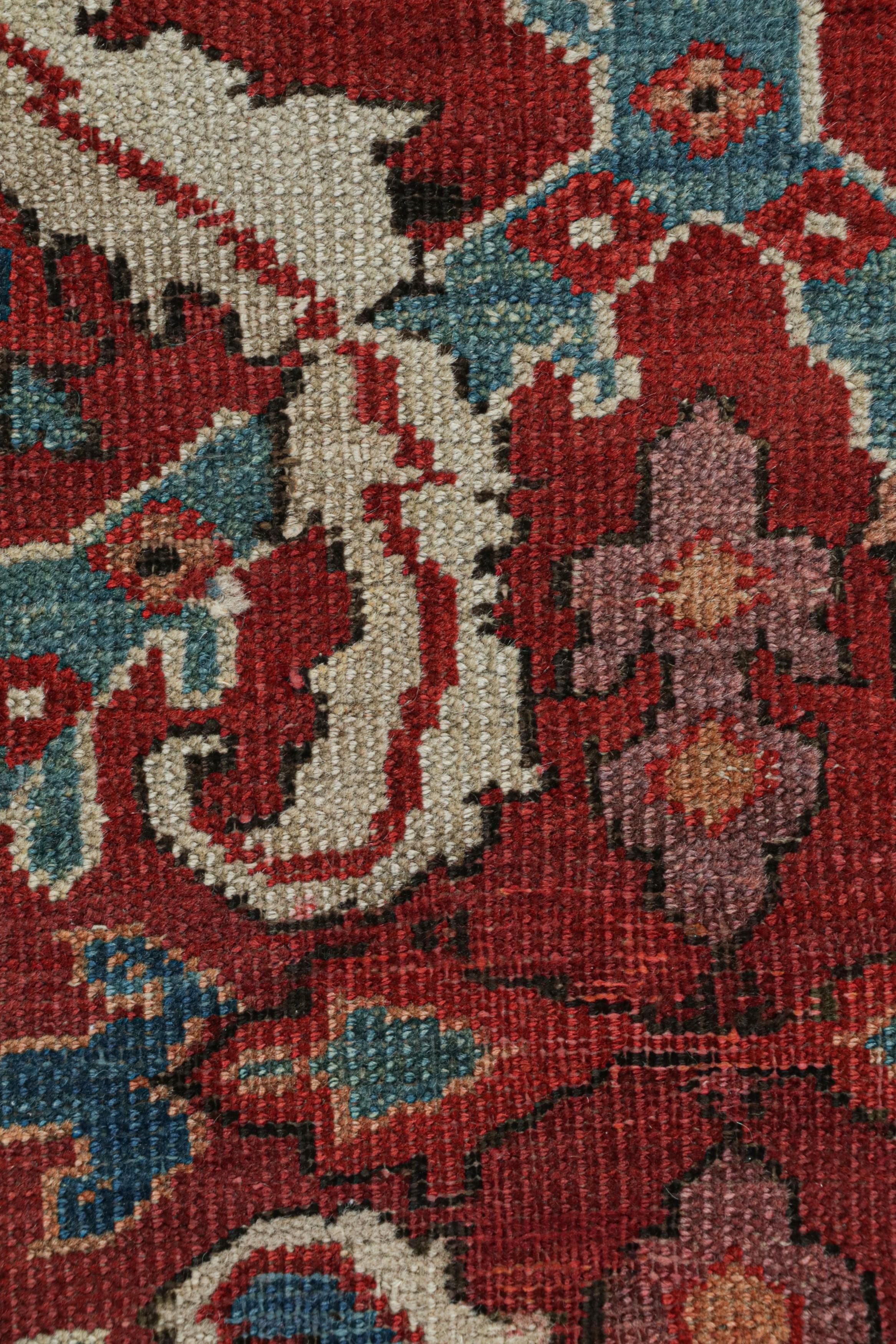 Wool Antique Persian Sultanabad Rug with Red-Blue Floral Patterns, from Rug & Kilim For Sale