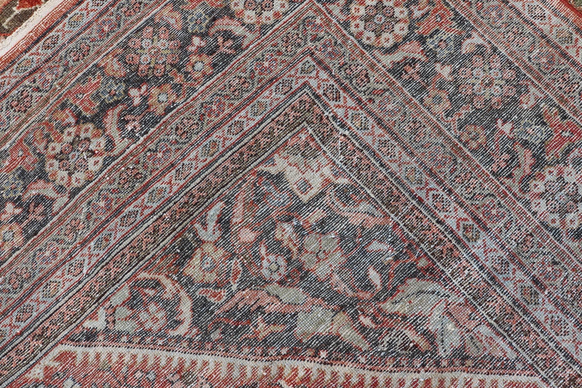 Alfombra Persa Antigua Sultanabad Rugs con Suelo Rojo y Diseño Allover 10'3 x 13'6 en venta 7