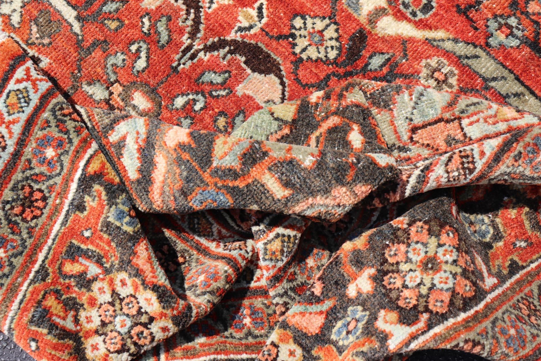 Alfombra Persa Antigua Sultanabad Rugs con Suelo Rojo y Diseño Allover 10'3 x 13'6 en venta 3