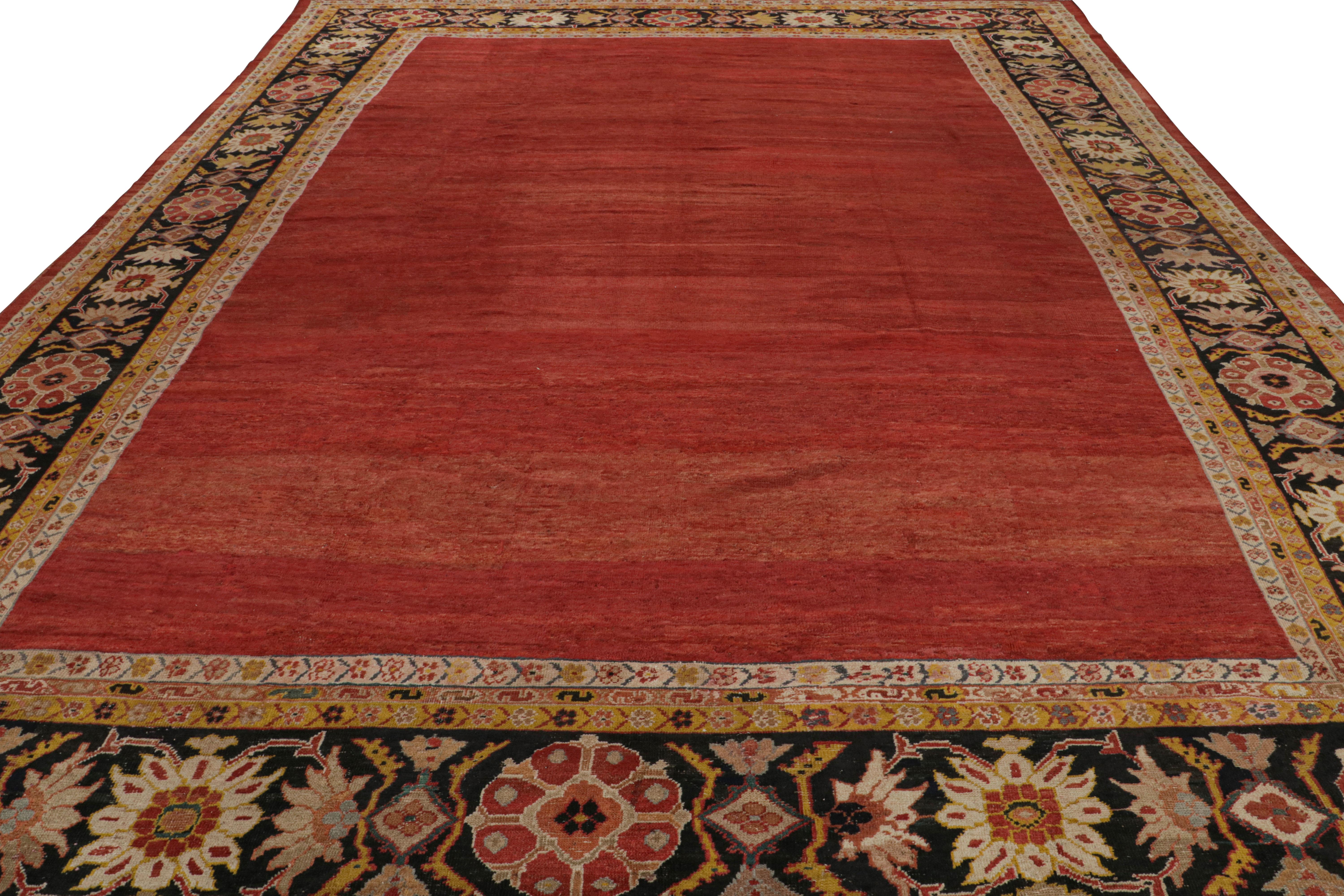 Hand-Knotted Antique Persian Sultanabad Rug with Red Open Field by Rug & Kilim For Sale