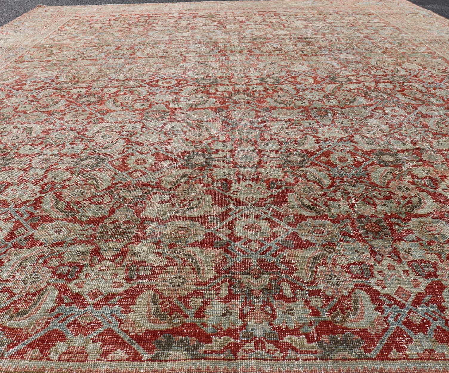 Antique Persian Sultanabad Rug with Refined Allover Pattern Soft Red 10'0 x 13'0 For Sale 6