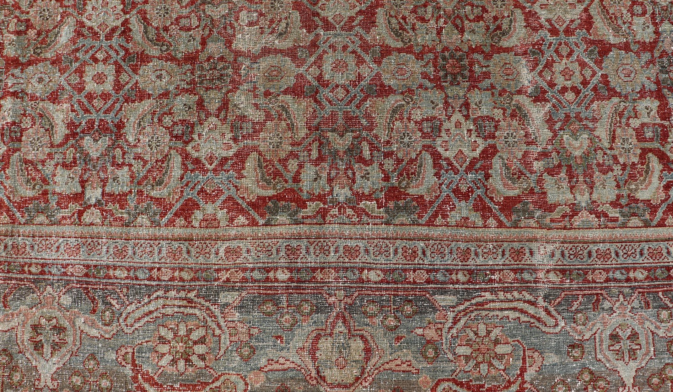 Antique Persian Sultanabad Rug with Refined Allover Pattern Soft Red 10'0 x 13'0 For Sale 7