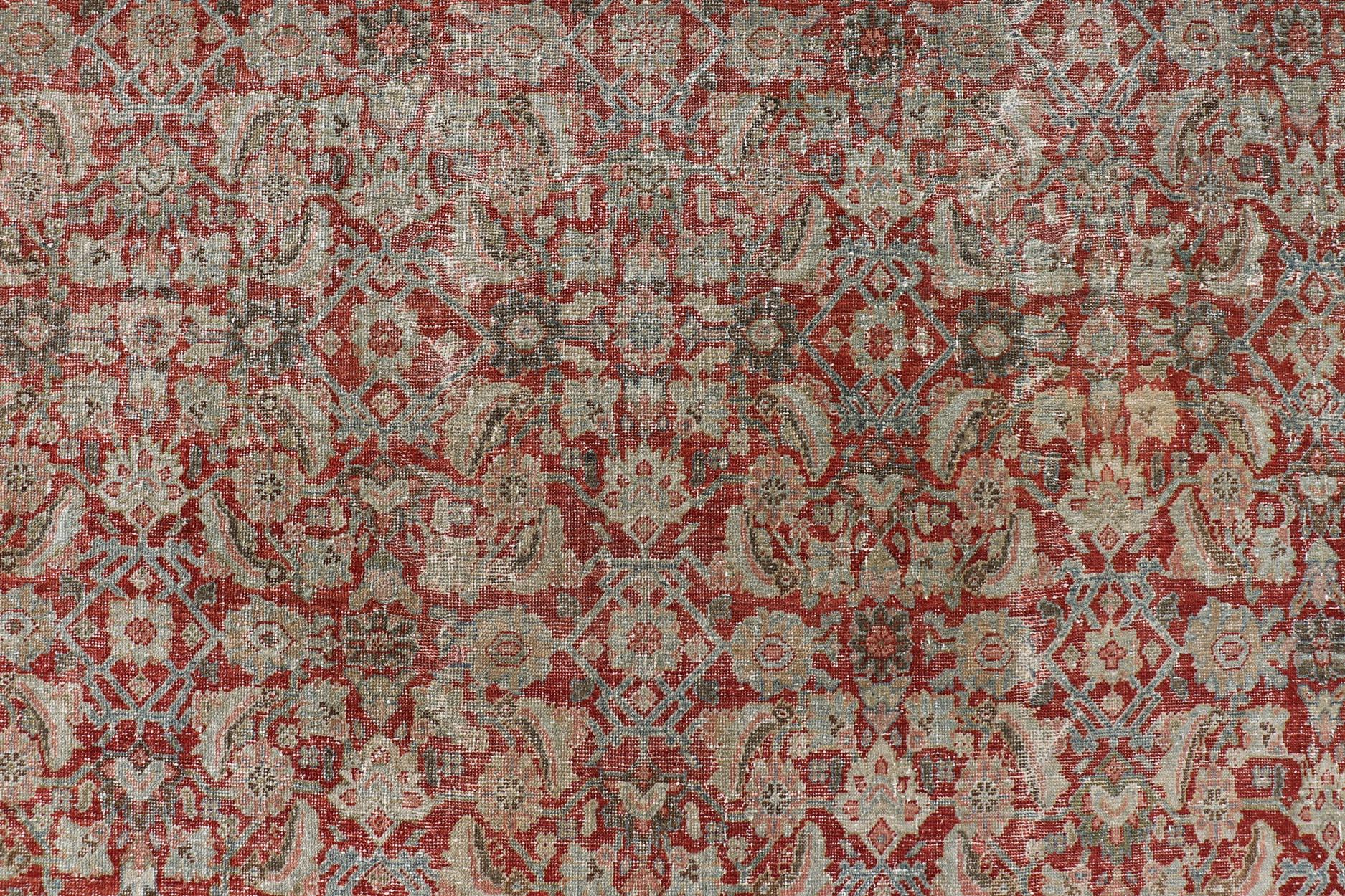 Antique Persian Sultanabad Rug with Refined Allover Pattern Soft Red 10'0 x 13'0 For Sale 8