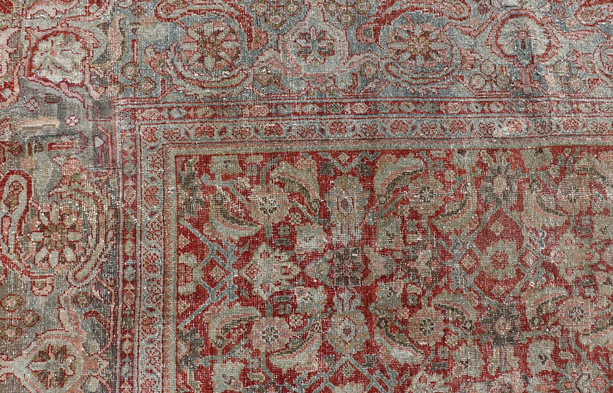 Antique Persian Sultanabad Rug with Refined Allover Pattern Soft Red 10'0 x 13'0 For Sale 9