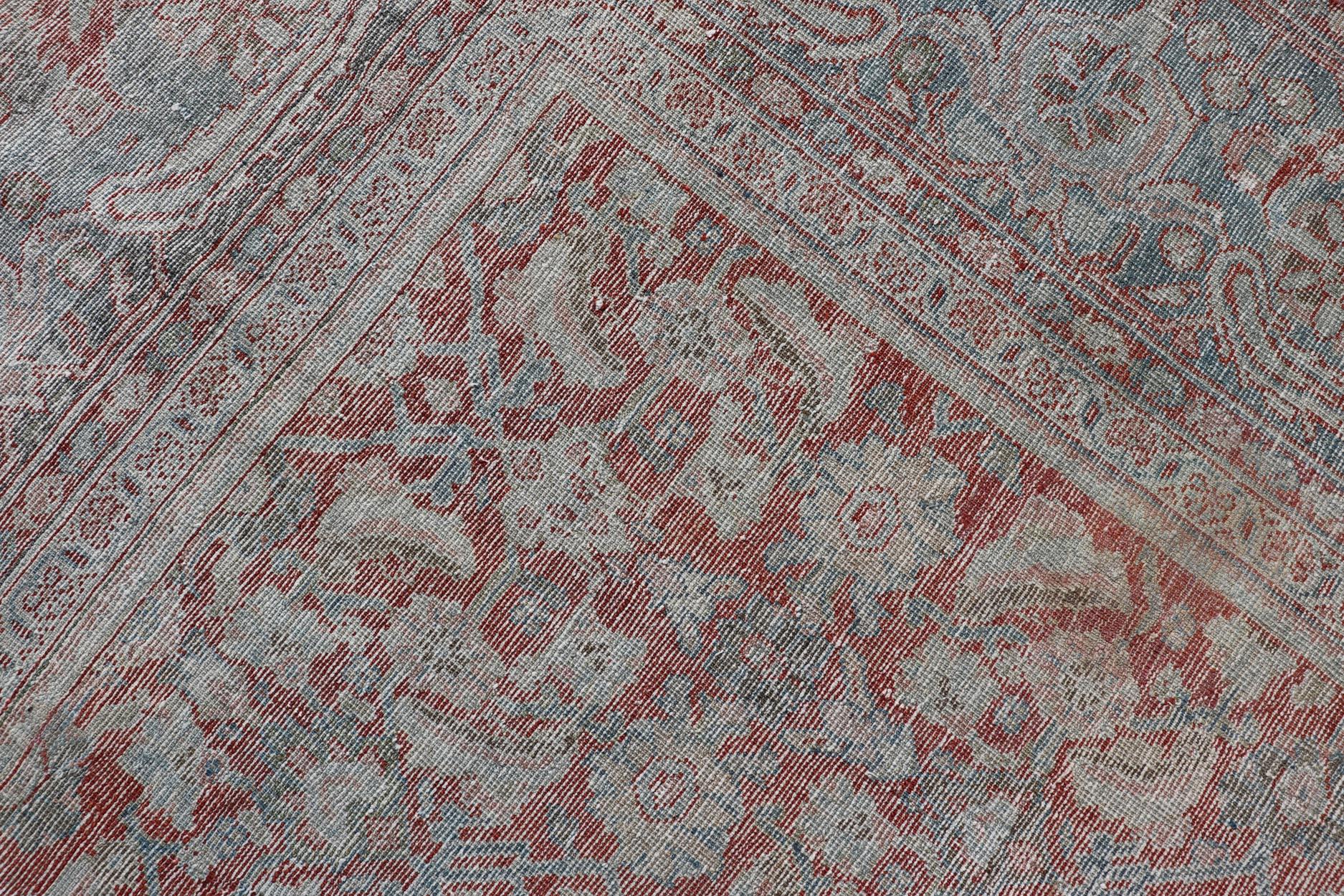 Antique Persian Sultanabad Rug with Refined Allover Pattern Soft Red 10'0 x 13'0 For Sale 2