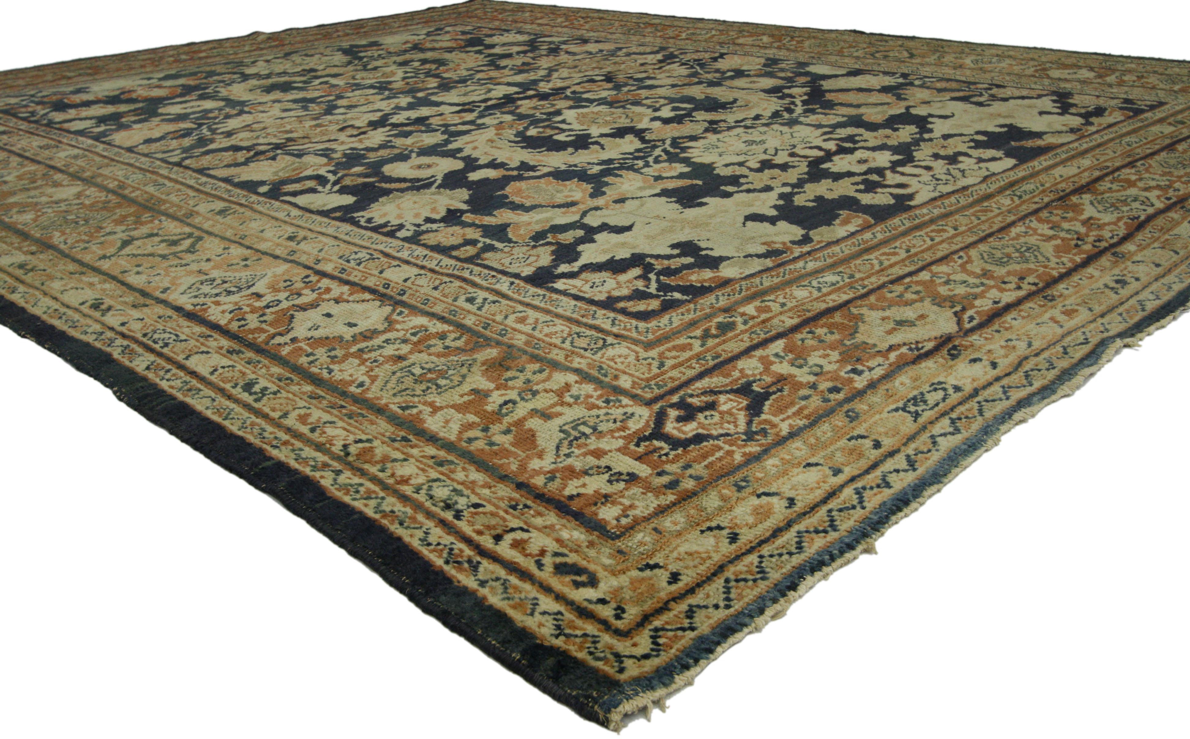 19th Century Distressed Antique Persian Sultanabad Rug with Traditional Modern Artisan Style For Sale