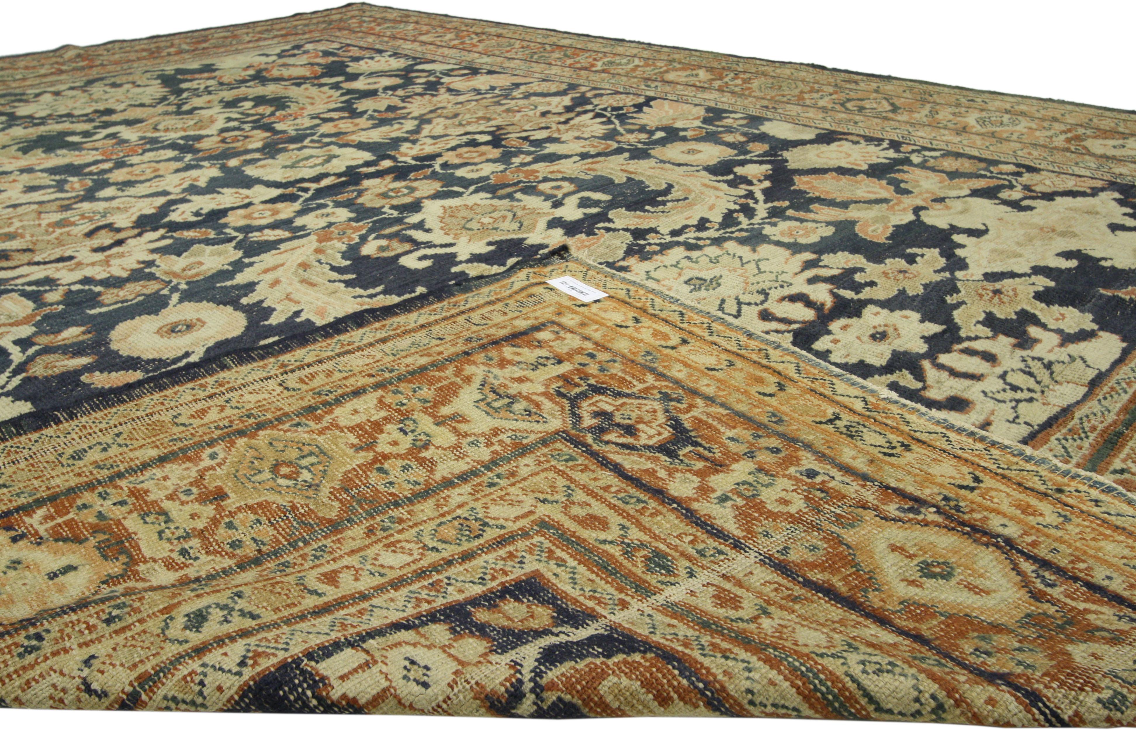 Distressed Antique Persian Sultanabad Rug with Traditional Modern Artisan Style For Sale 1