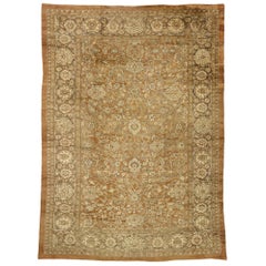 Tapis persan antique Sultanabad avec un style Arts & Crafts chaleureux