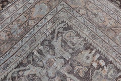Antique Persian Sultanabad Rug with Warm Brown Field and Allover Vine Design