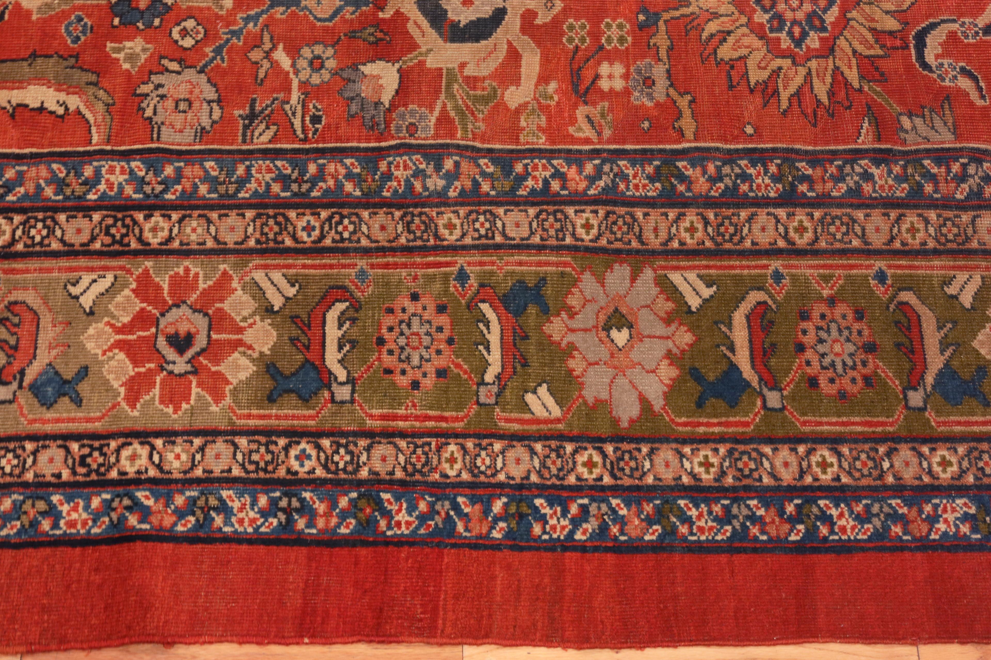 Beautiful Antique Sickle Leaf Design Persian Sultanabad Area Rug, Country of Origin / Rug type: Persia, Circa date: 1900. Size: 10 ft x 14 ft 10 in (3.05 m x 4.52 m)



