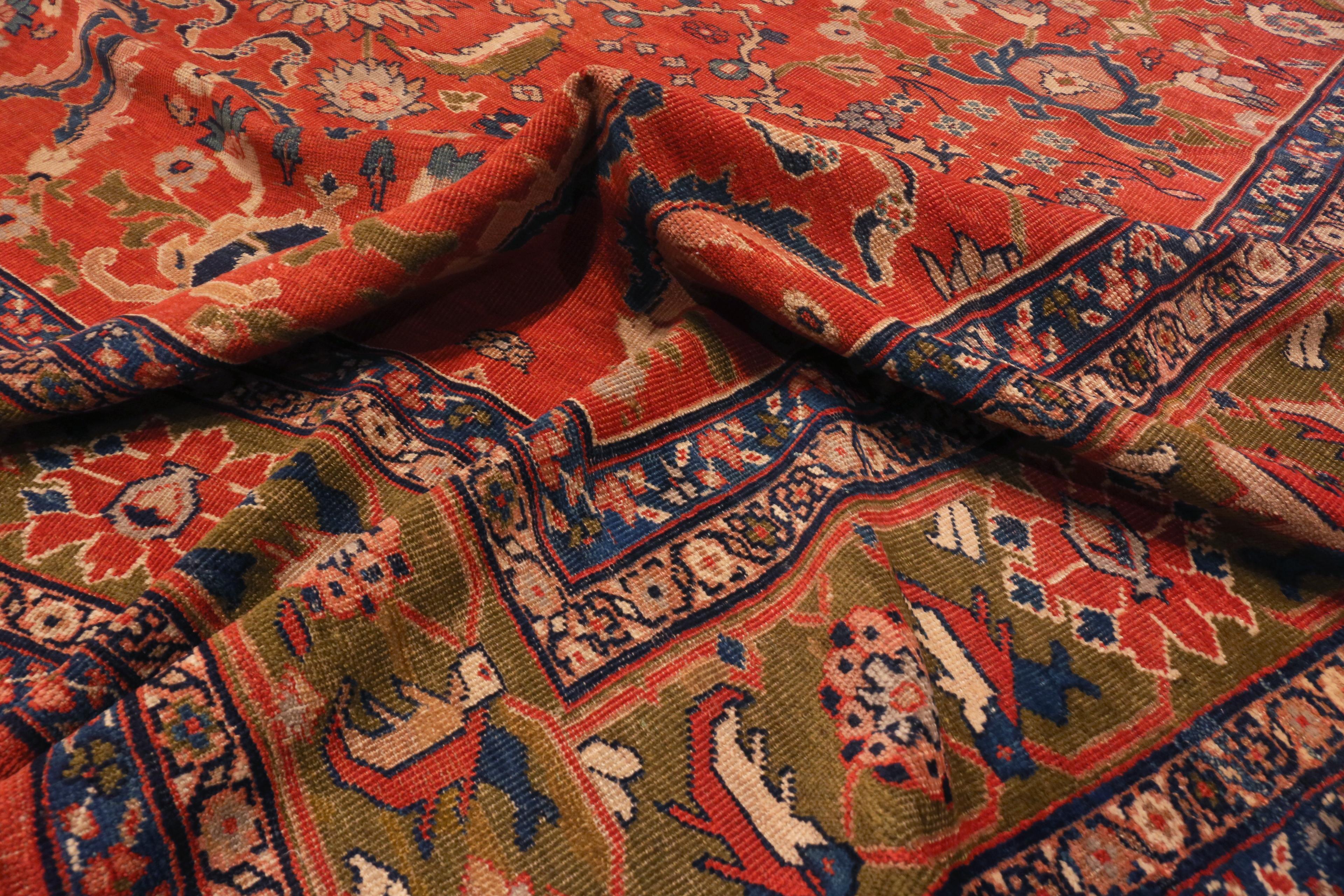 Antiker persischer Sultanabad-Teppich im Sickle-Blatt-Design von Nazmiyal, 10 Fuß x 14 Fuß 10 Zoll (Handgeknüpft) im Angebot