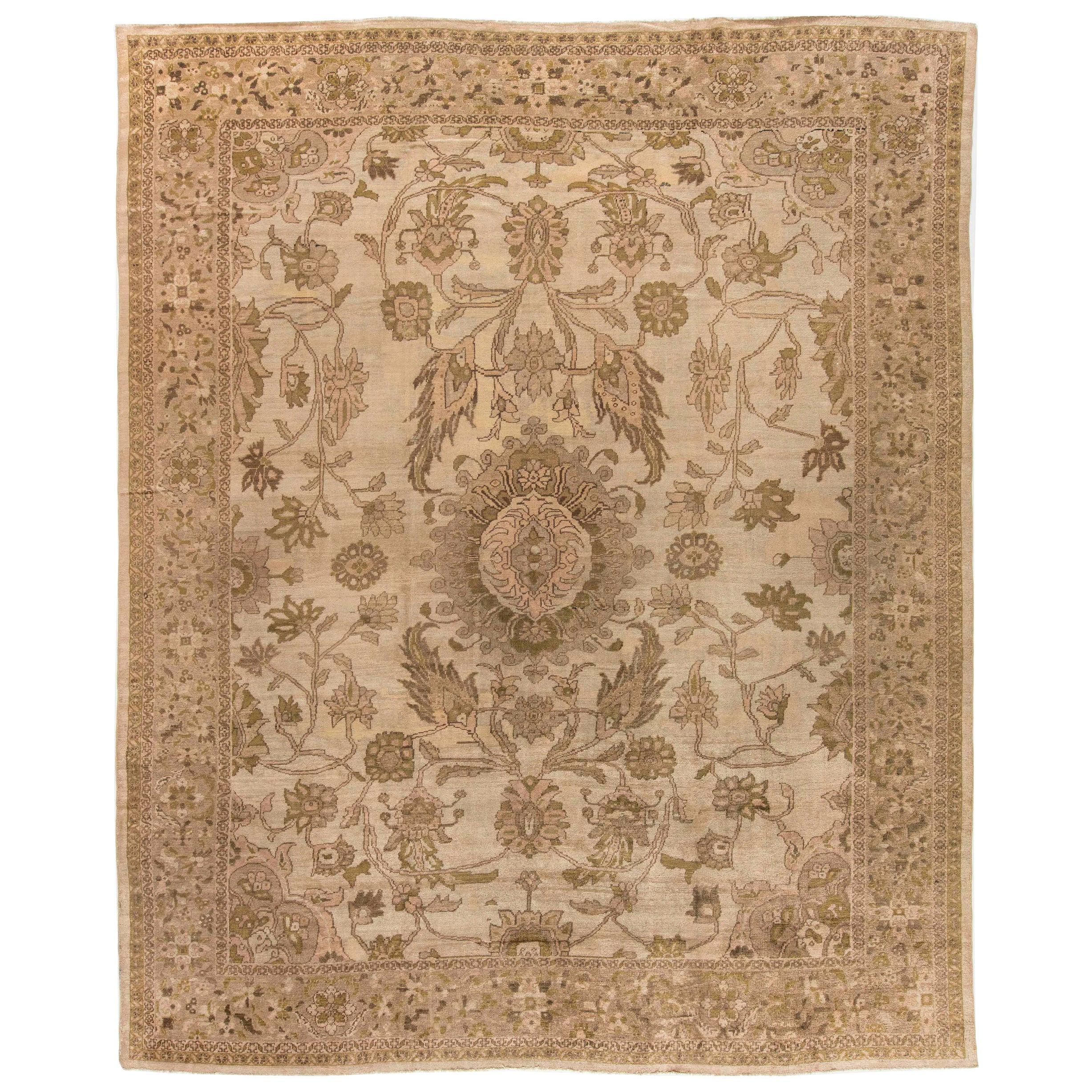 Antique Persian Sultanabad Hand Knotted Wool Rug For Sale