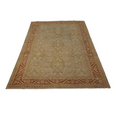 Antique Persian Sultanabad Wool 4x7 Tan, Ivory, Rust & Olive Handmade Area Rug