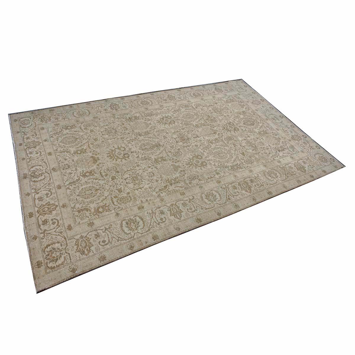 Antique Persian Sultanabad Wool 6 x 9 Grey, Ivory & Tan Handmade Area Rug im Zustand „Relativ gut“ im Angebot in Houston, TX