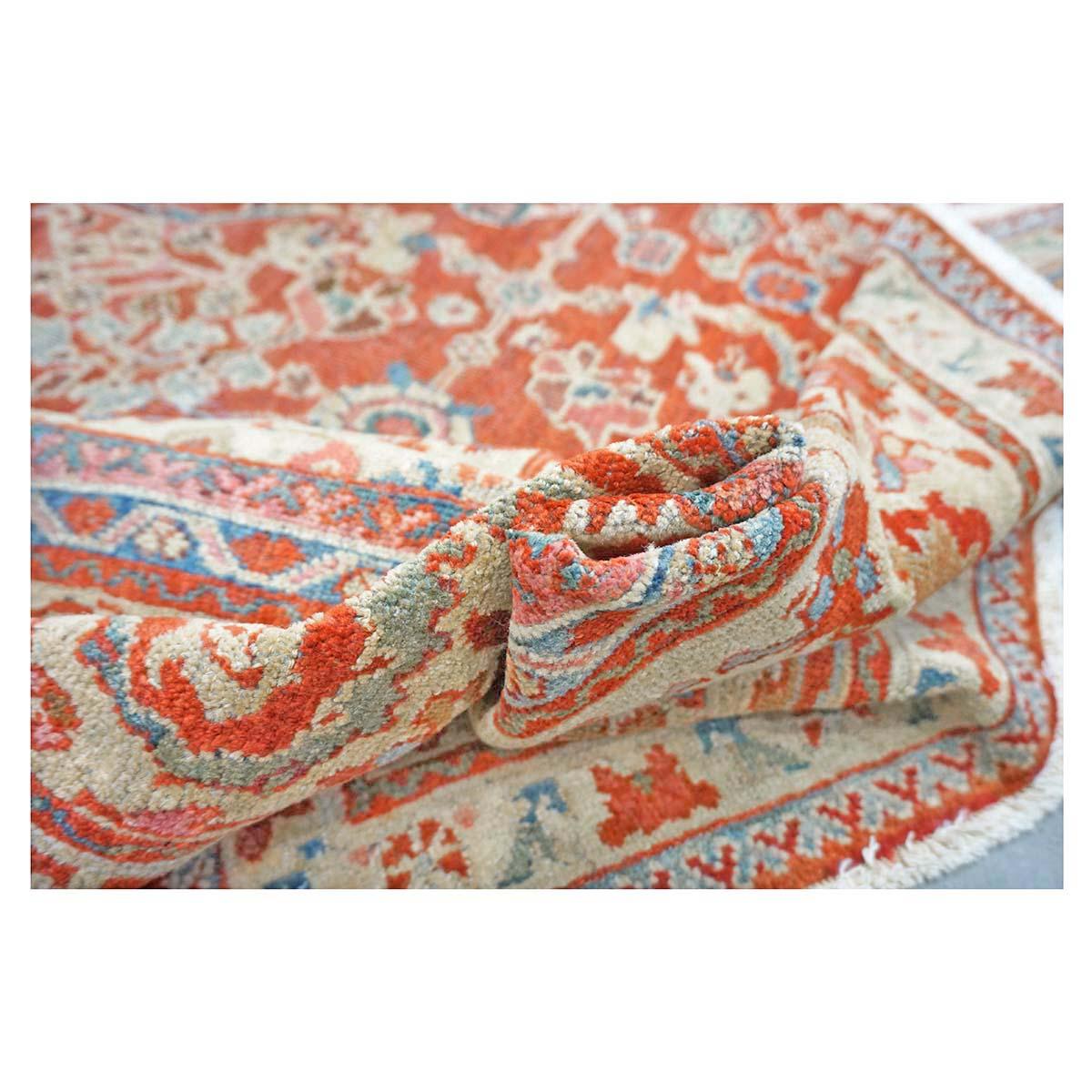 Antico tappeto persiano Sultanabad Rugs in lana 9 x 12 rosso, avorio e blu fatto a mano in vendita 6