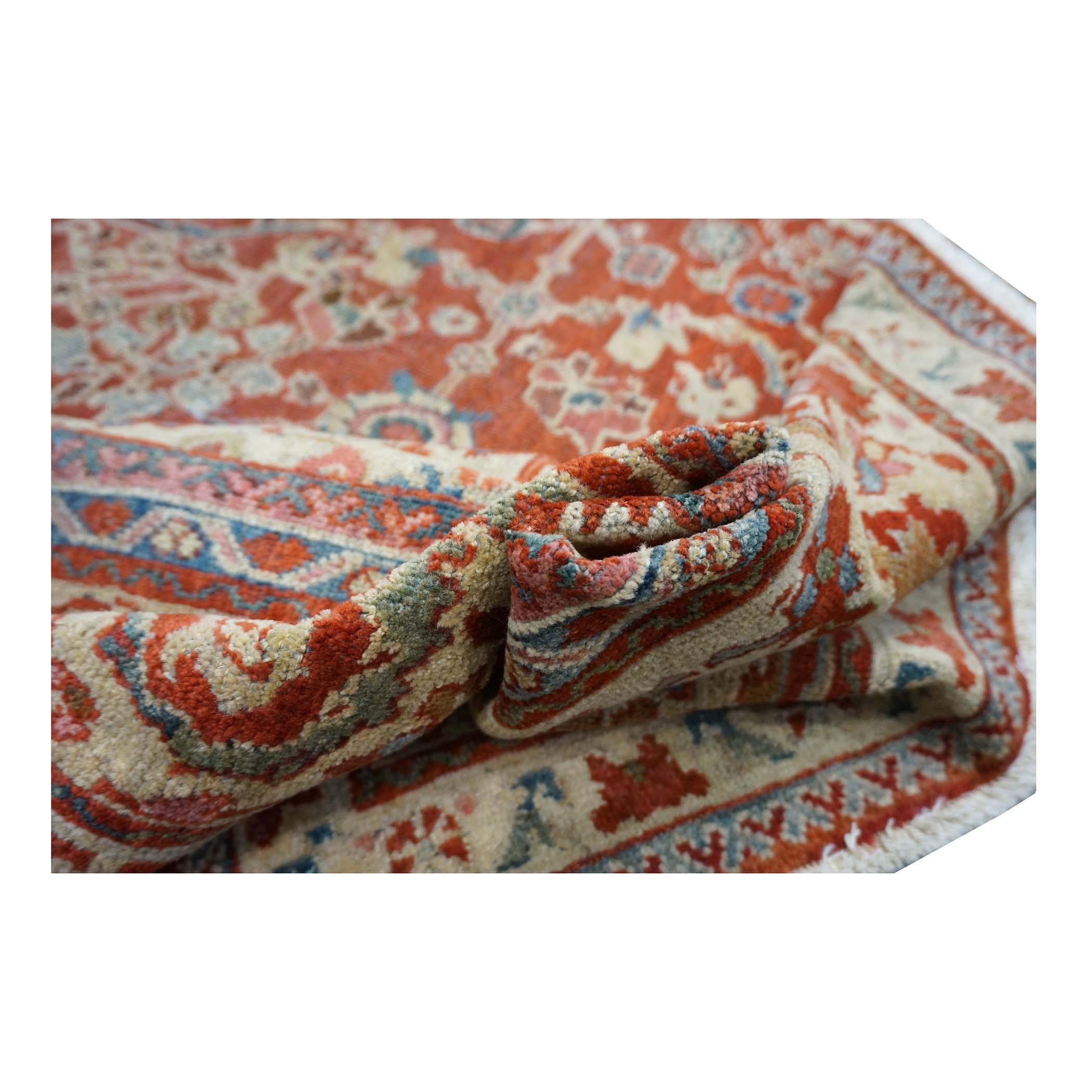 Antico tappeto persiano Sultanabad Rugs in lana 9 x 12 rosso, avorio e blu fatto a mano in vendita 6