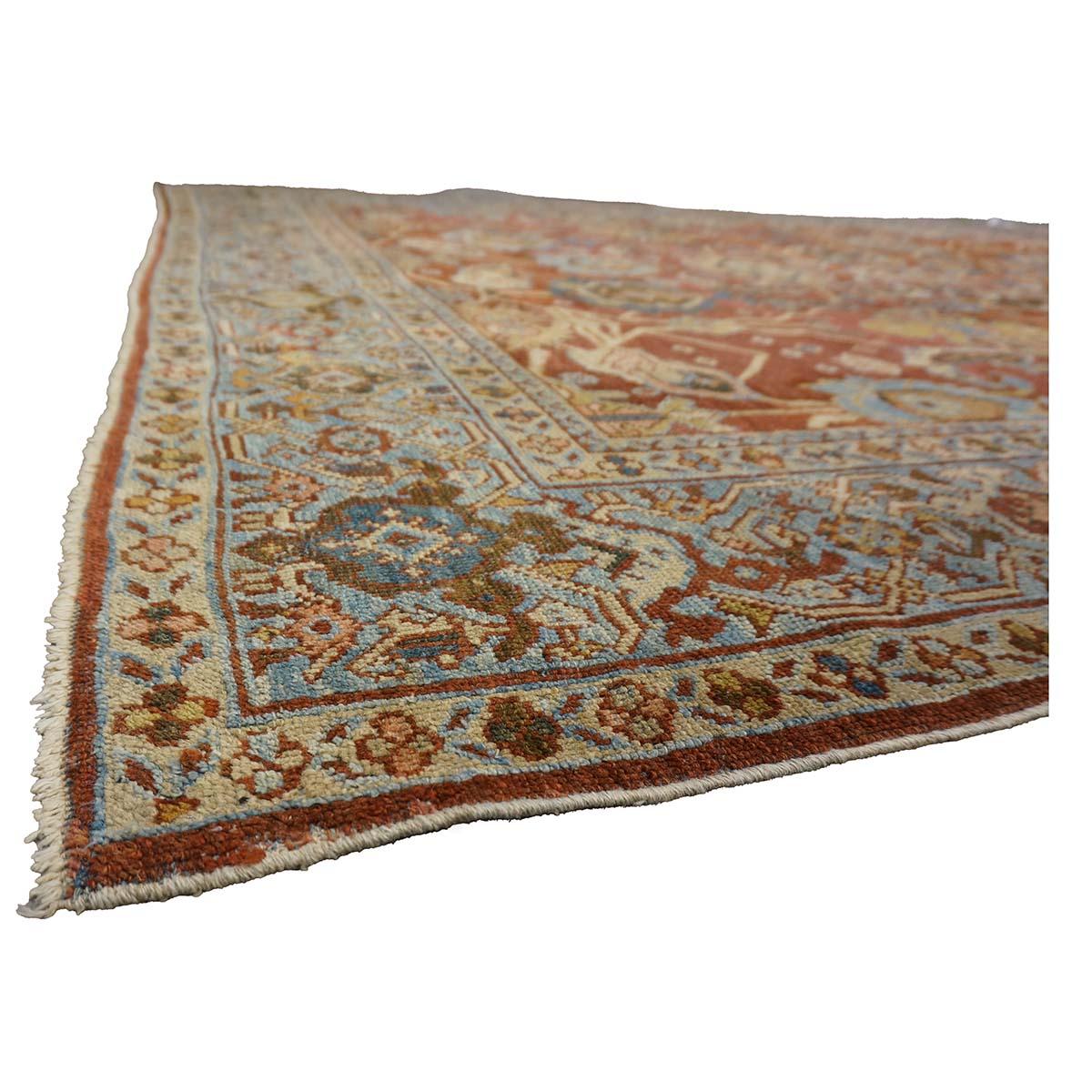 Tessuto a mano Antico tappeto persiano Sultanabad Rugs in lana 9 x 12 ruggine, marina e avorio fatto a mano in vendita