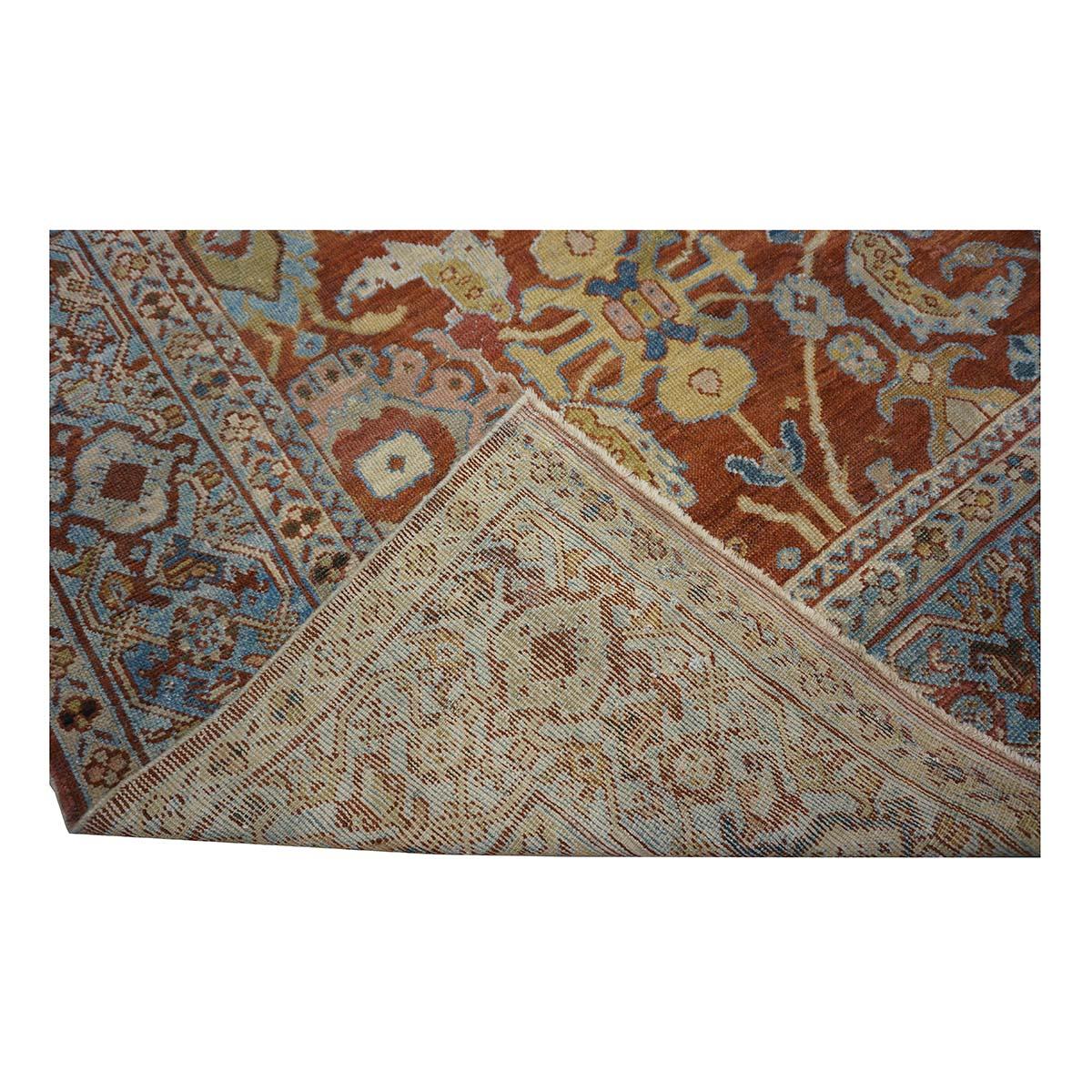 Antico tappeto persiano Sultanabad Rugs in lana 9 x 12 ruggine, marina e avorio fatto a mano in vendita 1
