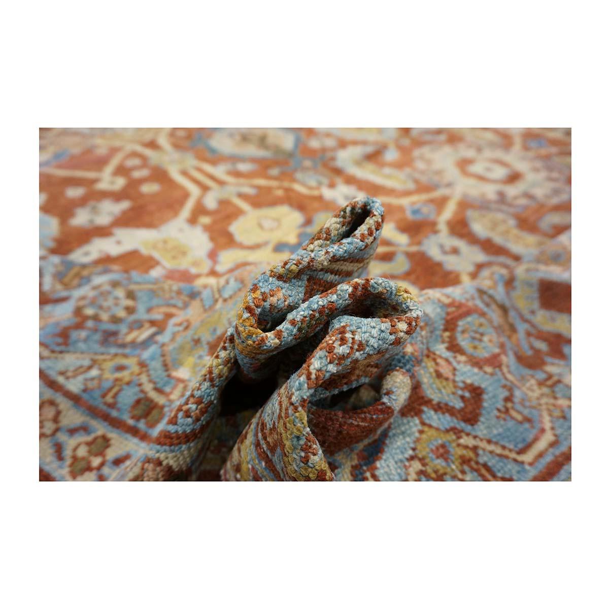Antico tappeto persiano Sultanabad Rugs in lana 9 x 12 ruggine, marina e avorio fatto a mano in vendita 2
