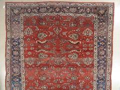 Antico tappeto orientale persiano Sultanabad Rugs, fatto a mano in lana, beige, azzurro e rosso