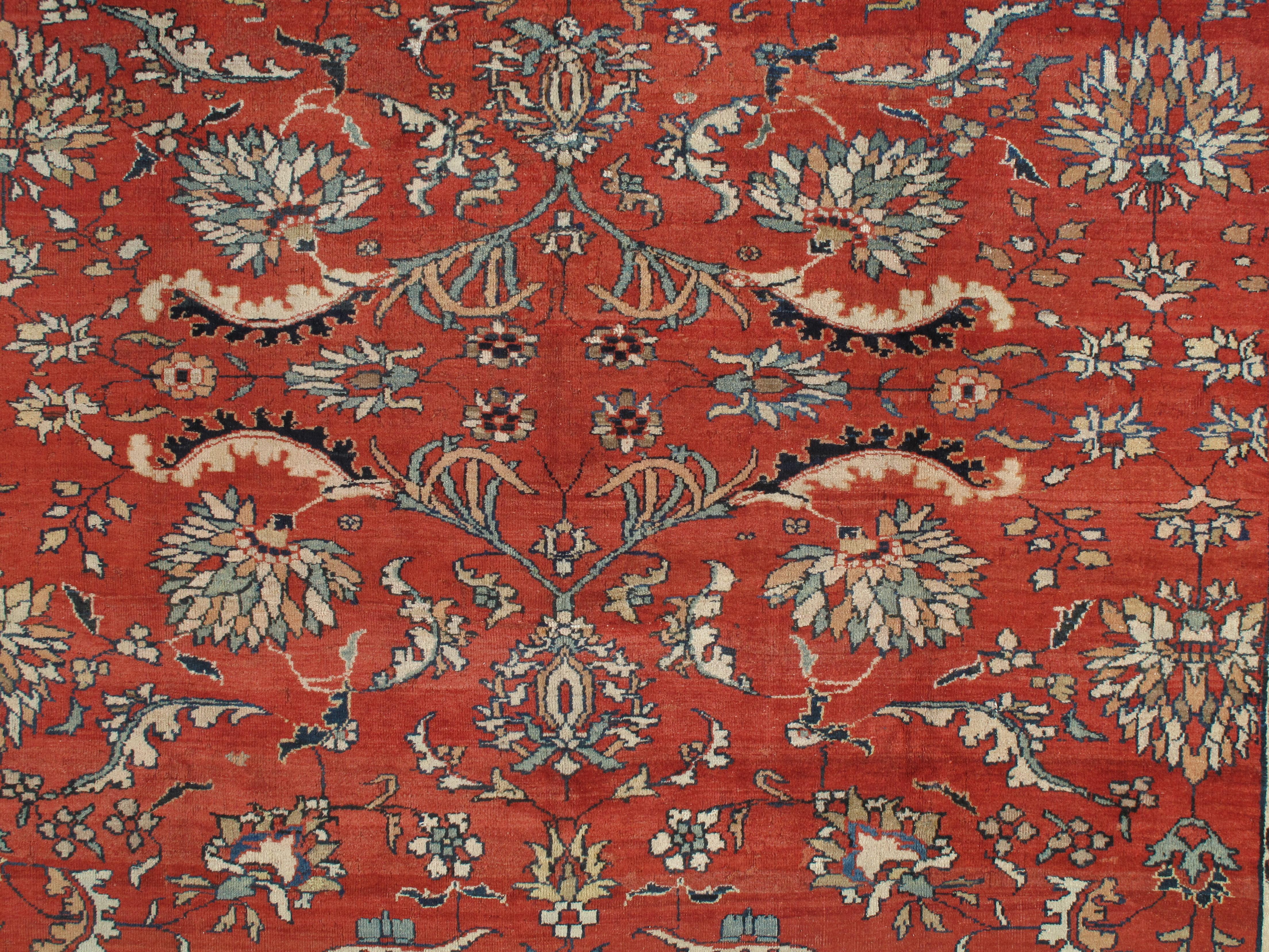 red and blue persian style rug