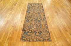 Antique Persian Borderless Sultananbad Rug, in Runner Size, Blue Field & Repeat