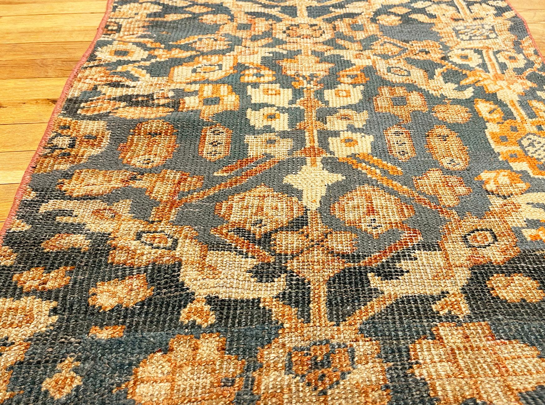 Late 19th Century Antique Persian Borderless Sultananbad Rug, in Runner Size, Blue Field & Repeat For Sale
