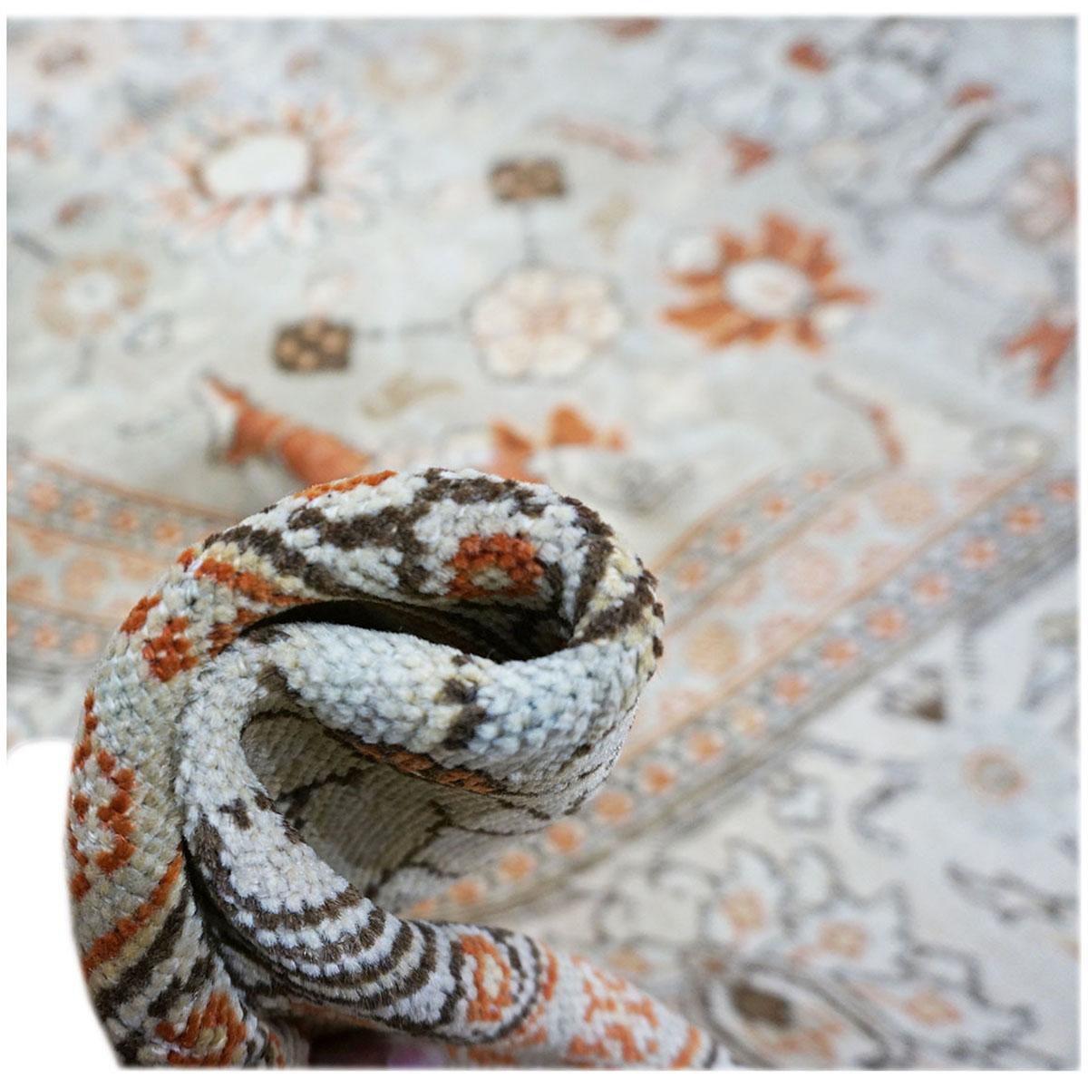 Antique Persian Tabriz 10x13 Tan, Ivory & Rust Handmade Area Rug For Sale 3