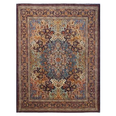 Antique Persian Tabriz 10x13 Navy , Red, & Ivory Handmade Area Rug