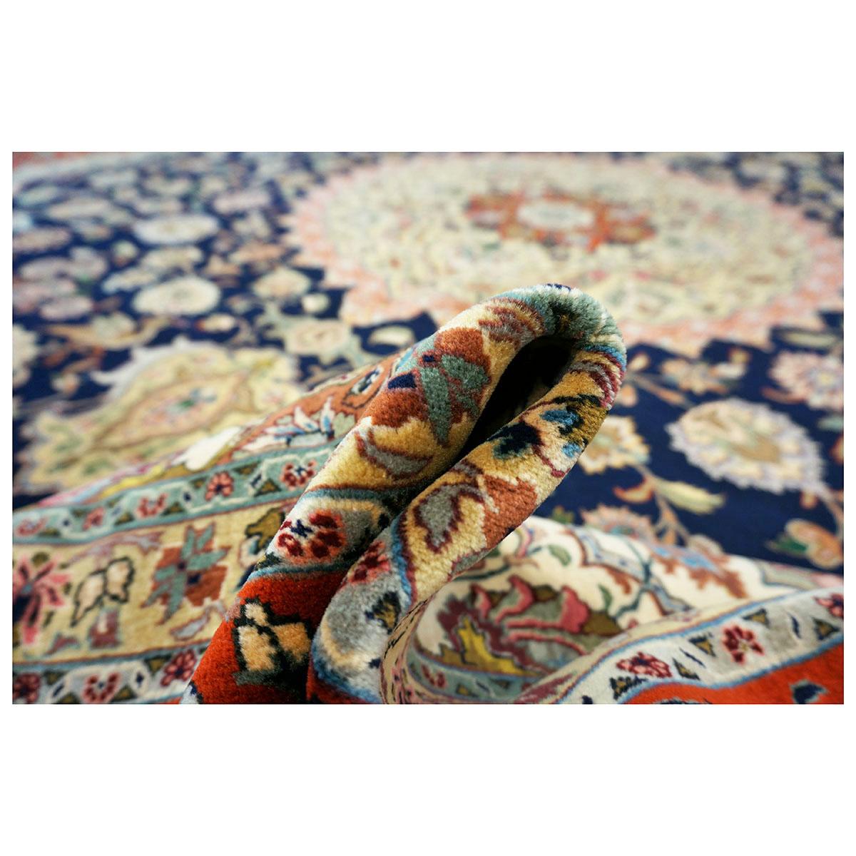 Antique Persian Tabriz 10x13 Navy, Rust, & Ivory Handmade Area Rug For Sale 3