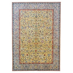 Antique Persian Tabriz 10x14 Gold, Light Taupe, & Red Handmade Area Rug