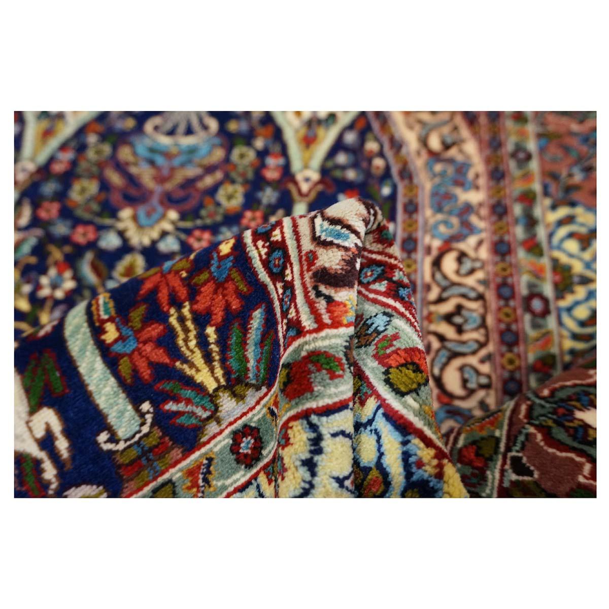 Antique Persian Tabriz 3x5 Navy & Mauve Handmade Area Rug For Sale 4