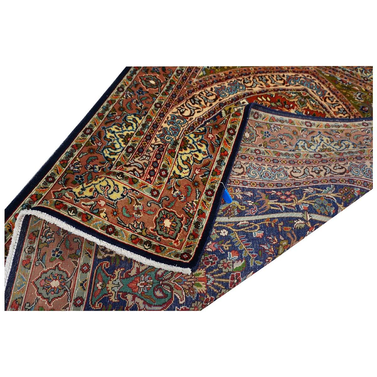 Antique Persian Tabriz 3x5 Navy & Mauve Handmade Area Rug For Sale 5
