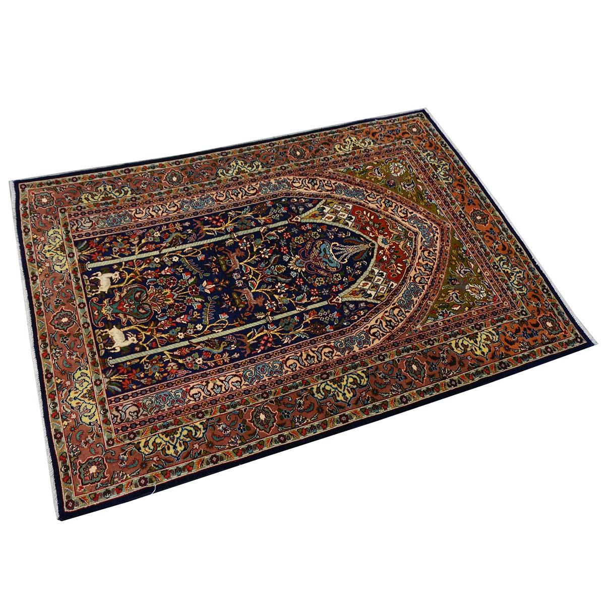 Antiker persischer Täbris-Teppich 3x5 in Marineblau & Mauve, handgefertigt (Tabriz) im Angebot