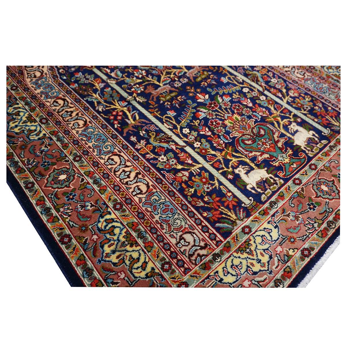 Antiker persischer Täbris-Teppich 3x5 in Marineblau & Mauve, handgefertigt im Angebot 1